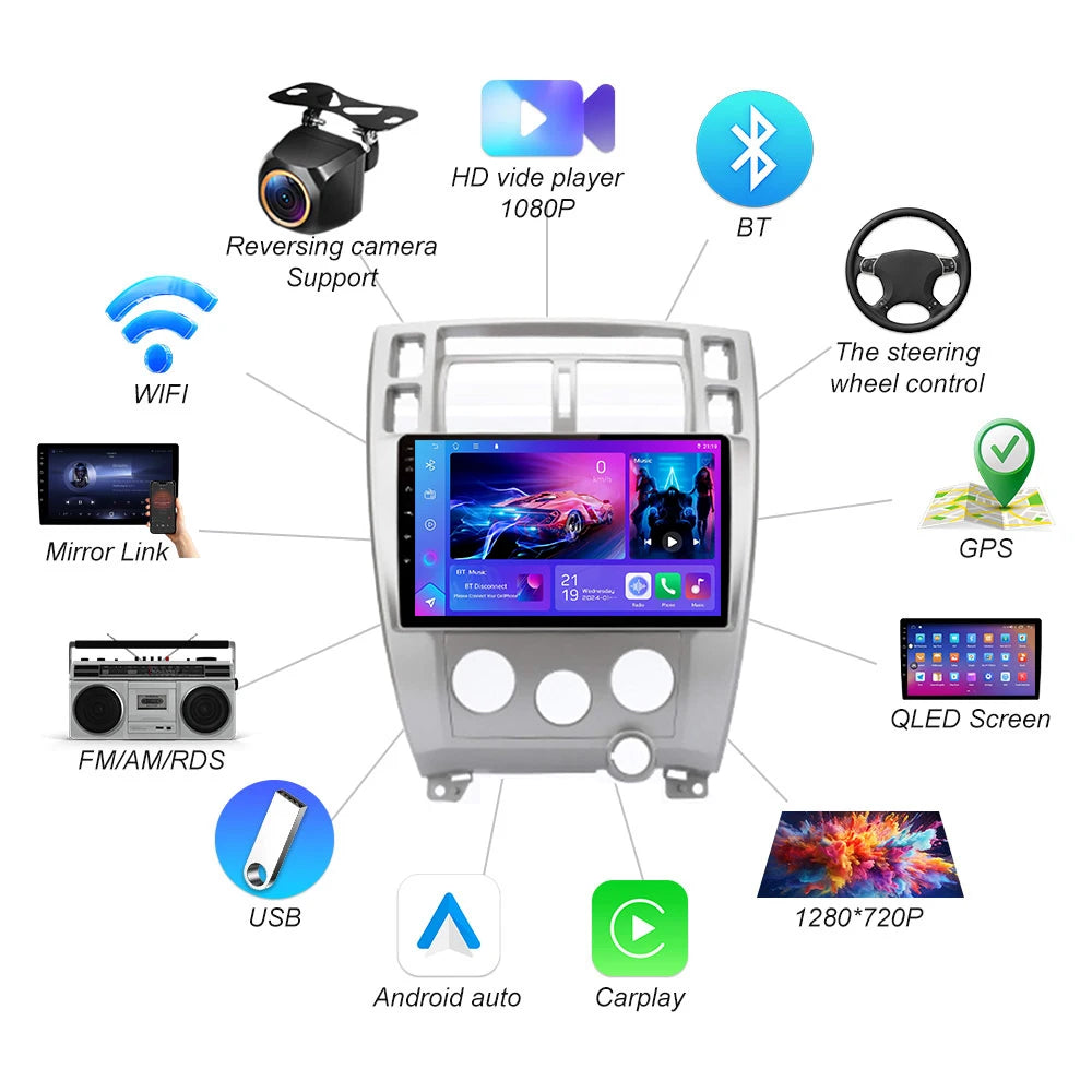 Android 16 For Hyundai Tucson 2004 2005 2006 2007 2008 2009 Car Radio Multimedia Video Pla | AUTOKITSHOP