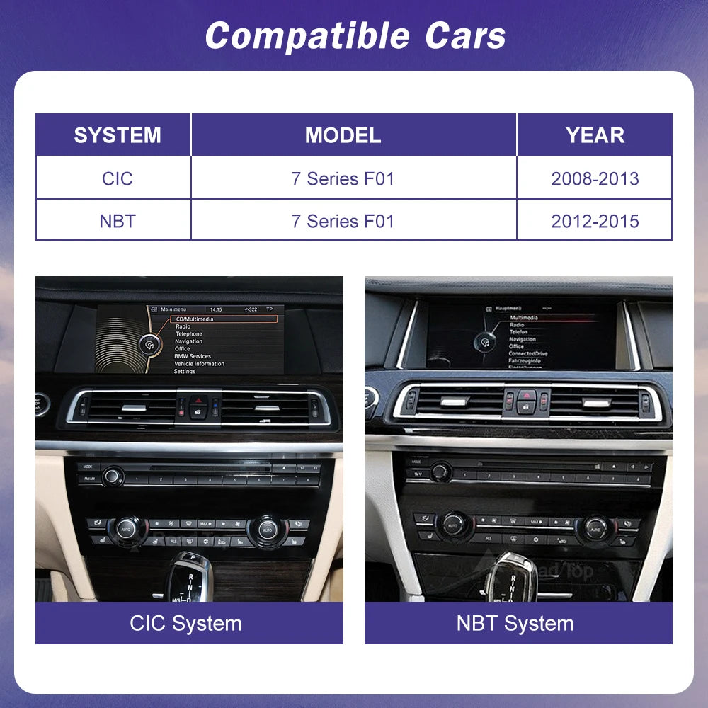 1920*720 Multimedia Touch Screen Wireless Carplay For BMW 7 Series F01 F02 F03 CIC NBT Sys | AUTOKITSHOP