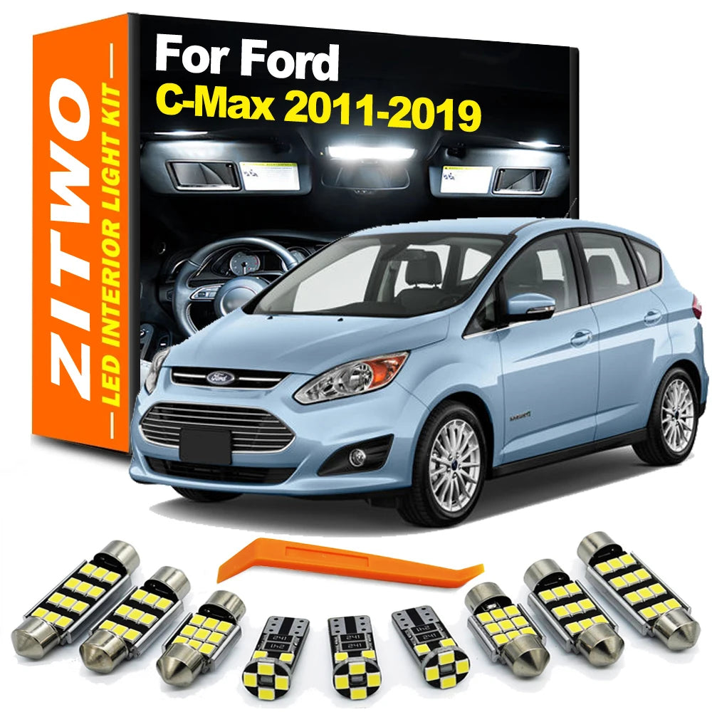 ZITWO 14Pcs  Vehicle LED Bulb Interior Dome Sun Vsior Light Kit For Ford C-Max Cmax 2011 2012 2013 2014 2015 2016 2017 2018 2019