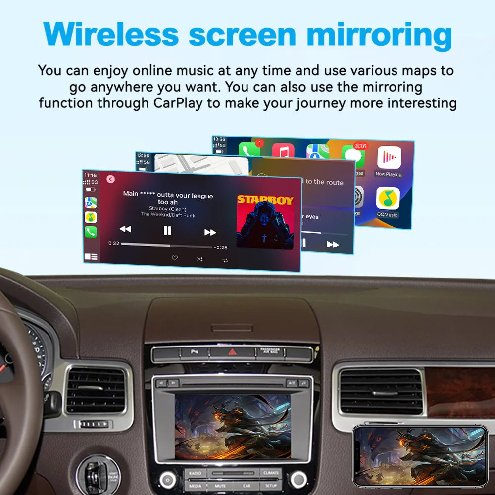 6.5" Wireless CarPlay Android Auto Interface for Volkswagen Touareg RCD550 2010-2017 - Mirroring AirPlay Kit