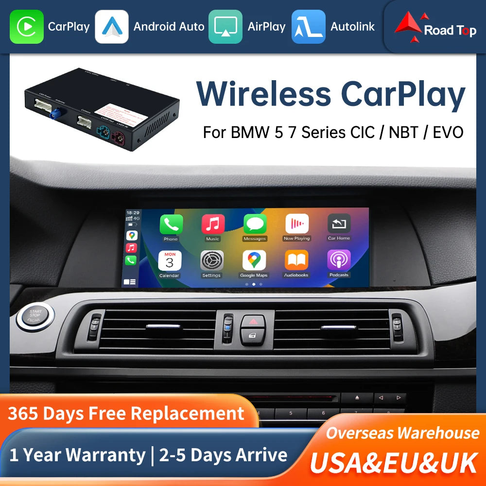 Road Top Wireless Carplay Decoder Interface For BMW 5 7 Series F10 F11 F07 GT F01 F02 F03  | AUTOKITSHOP
