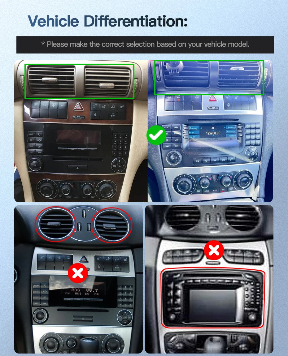 SZLELV For Mercedes Benz CLC W203 C280 C300 CLK W209 CLK220 GPS Navigation WIFI Android 15