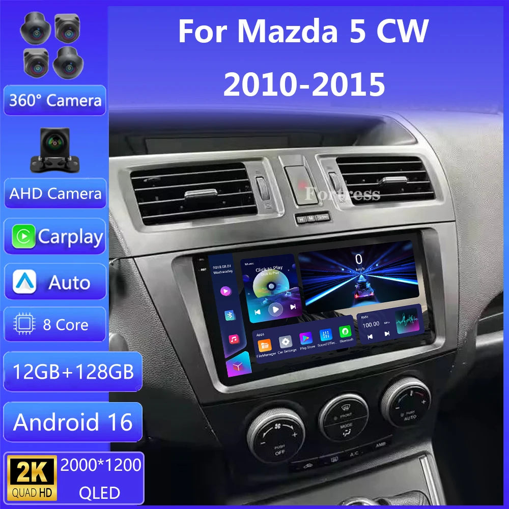 Android 16 For Mazda 5 CW 2010 - 2015 Car Radio Multimedia Video Player Navigation For And