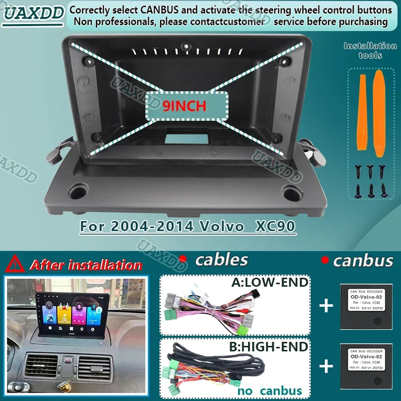 For 2004-2014 Volvo XC90 9 Inch Player Radio Android Stereo Harness Screens Accessories Na