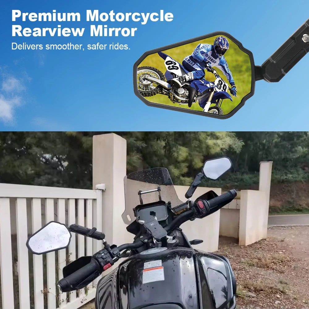 1 Pair Motorcycle Rearview Mirrors With Screw Off Road Wide Side Mirror For Kawasaki Ninja