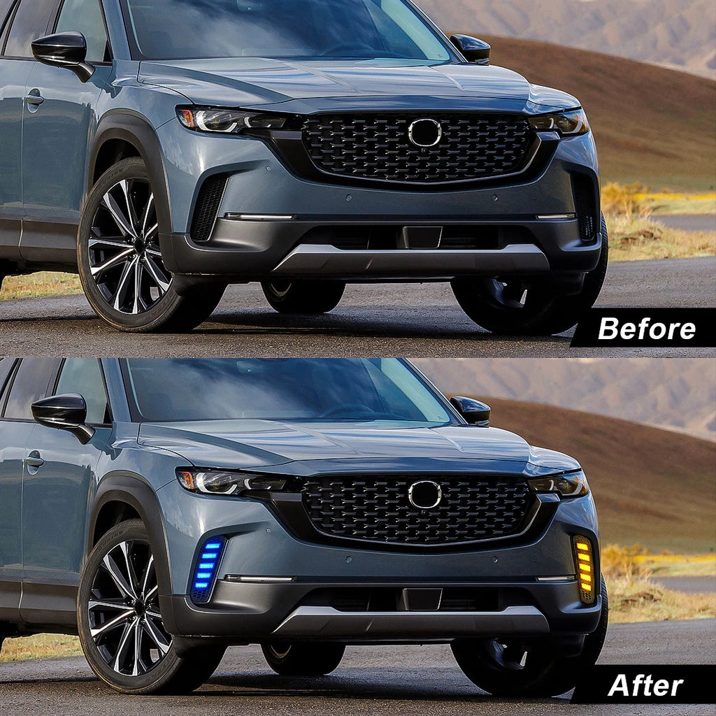 DRL For Mazda CX-50 CX50 2023 2024 LED Daytime Running Light Car Fog Dynamic Turn Signal L | AUTOKITSHOP