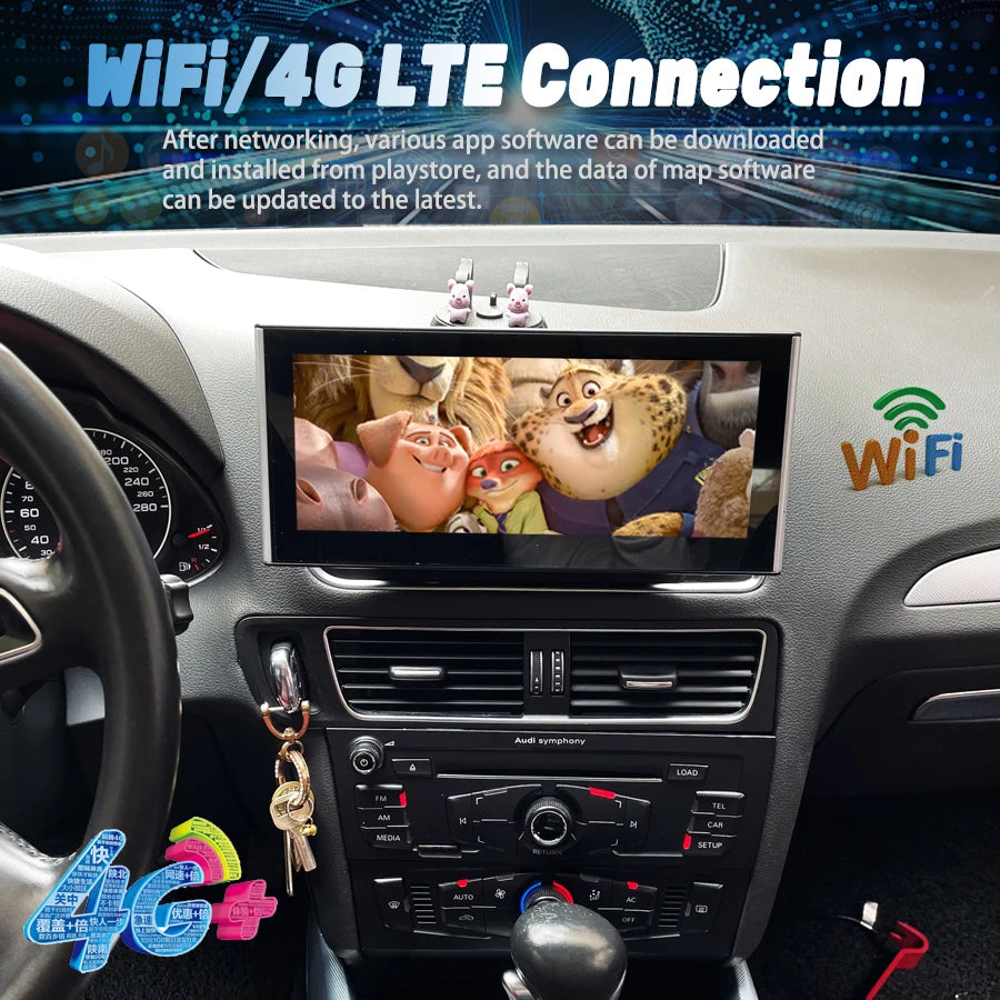 Android 14 For Audi Q5 2009-2016 Wireless Carplay 12.3inch Multimedia Video Player Head Un