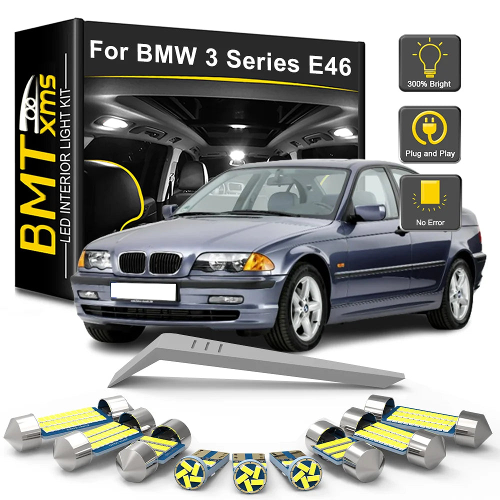 18-Piece LED Interior Light Kit for BMW 3 Series E46 Sedan Touring Coupe Compact 1997-2005 - Canbus Dome Map Door Tru...