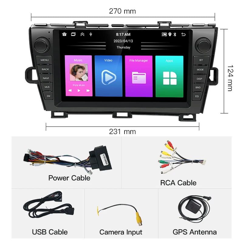 SZLELV Android 15 Car Radio 4G WIFI Carplay For Toyota Prius XW30 Autoradio Multimedia Pla