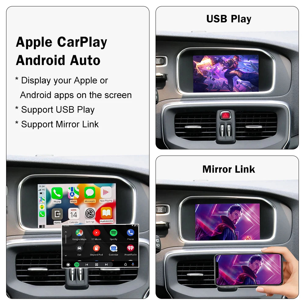Android Auto Wireless CarPlay for Volvo V40 7" 2014-2019 Mirror Link Full Display Screen M | AUTOKITSHOP