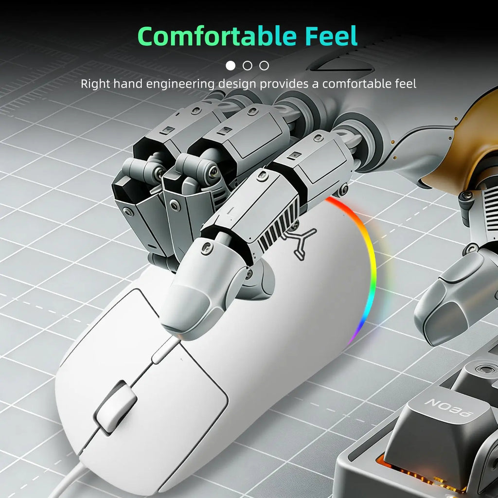 Silent Wired Esports Mouse with 6 RGB Lighting Modes High-Fidelity Audio Lightweight Ergon