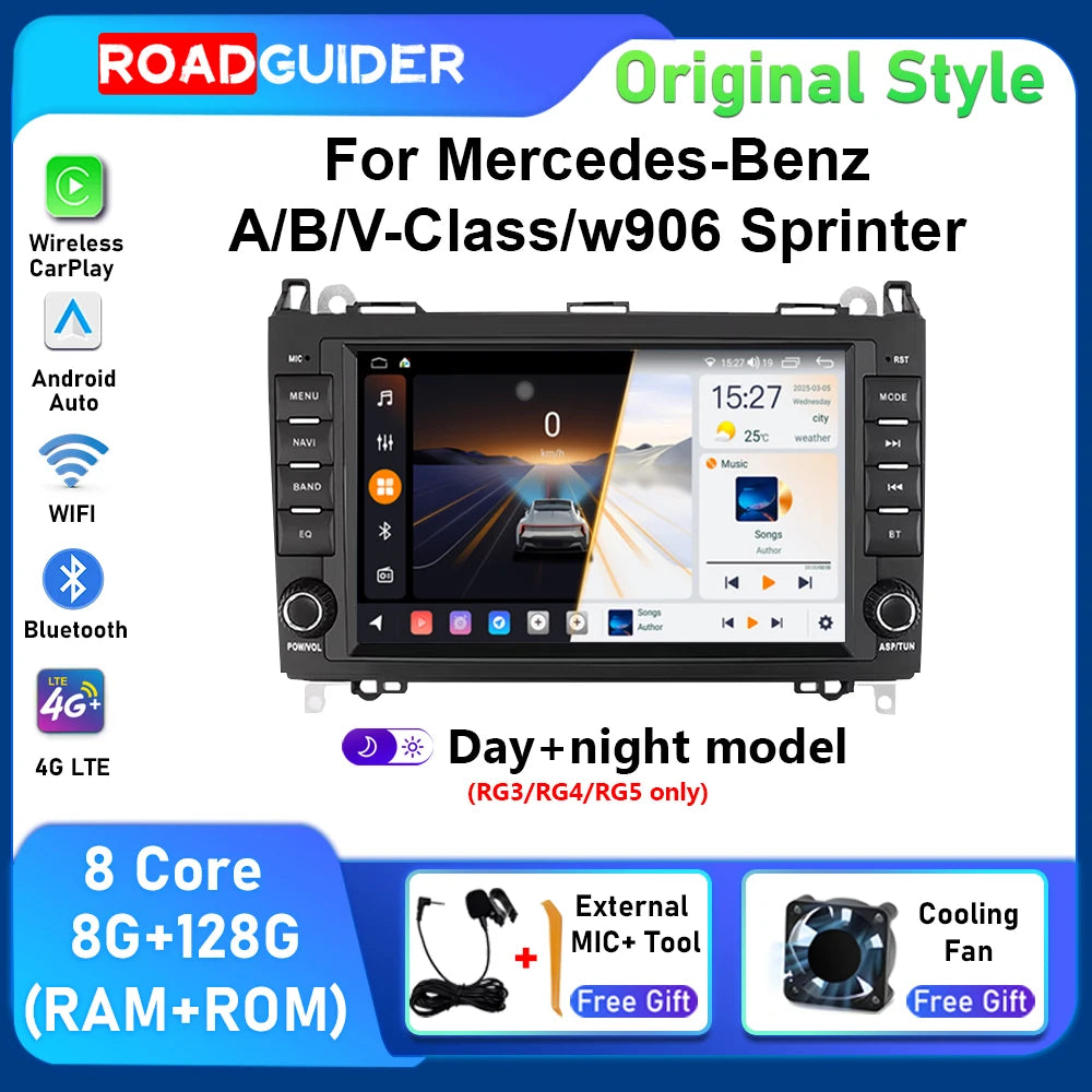 Car Radio For Mercedes Benz B200 A B Class W169 W245 Viano Vito W639 Sprinter W906 Android