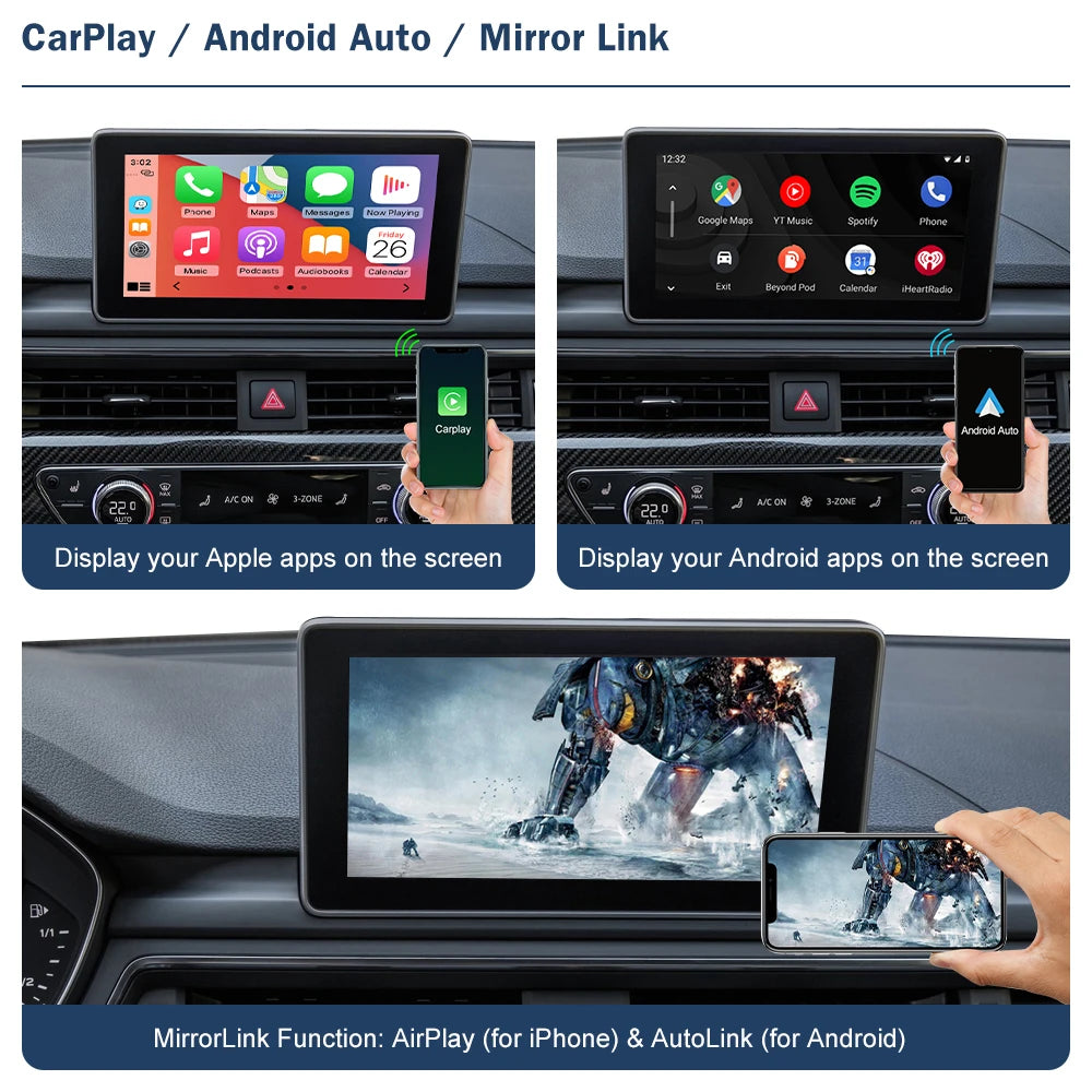 Road Top Wireless CarPlay for Audi A4 B9 A5 Q5 Q7 2016-2019, with Android Auto Interface A | AUTOKITSHOP