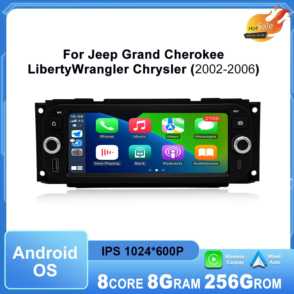 Android OS for Jeep Grand Cherokee LibertyWrangler Chrysler 2002-2006 Car Radio Multimedia