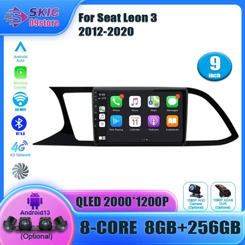 Android 14 Car Radio Navigation Multimedia Auto 5G Wifi For Seat Leon 3 2012-2020 Wireless