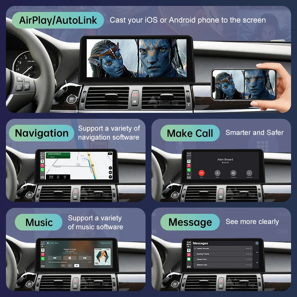 Wireless Carplay Touch Screen For BMW X5 E70 X6 E71 2007-2013 CCC CIC Display Radio Androi