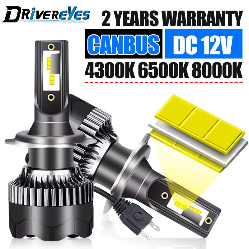 H4 LED Headlight CSP Chip Bulb H7 H1 H3 H11 H8 H9 9005 9006 HB3 HB4 4500K 6000K 8000K Ultr