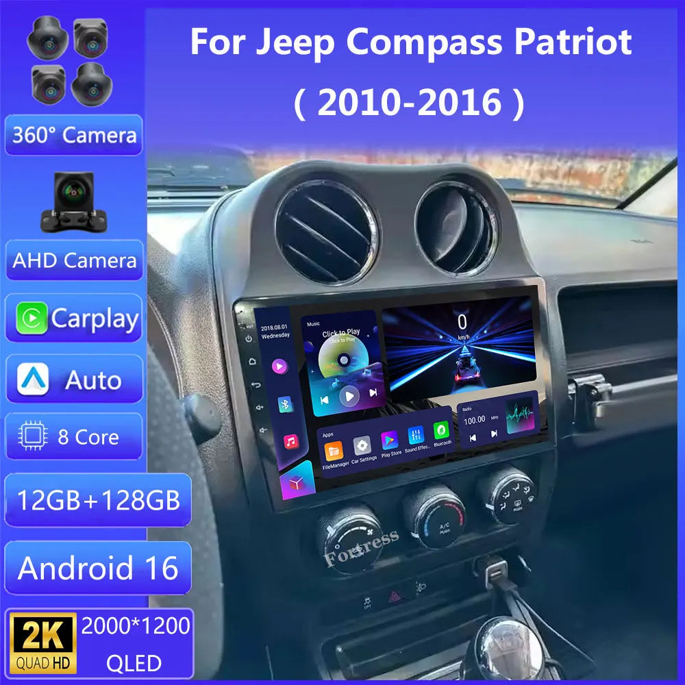 Car Radio Carplay For Jeep Compass Patriot 2011 - 2017 Navigation GPS Android Auto Screen