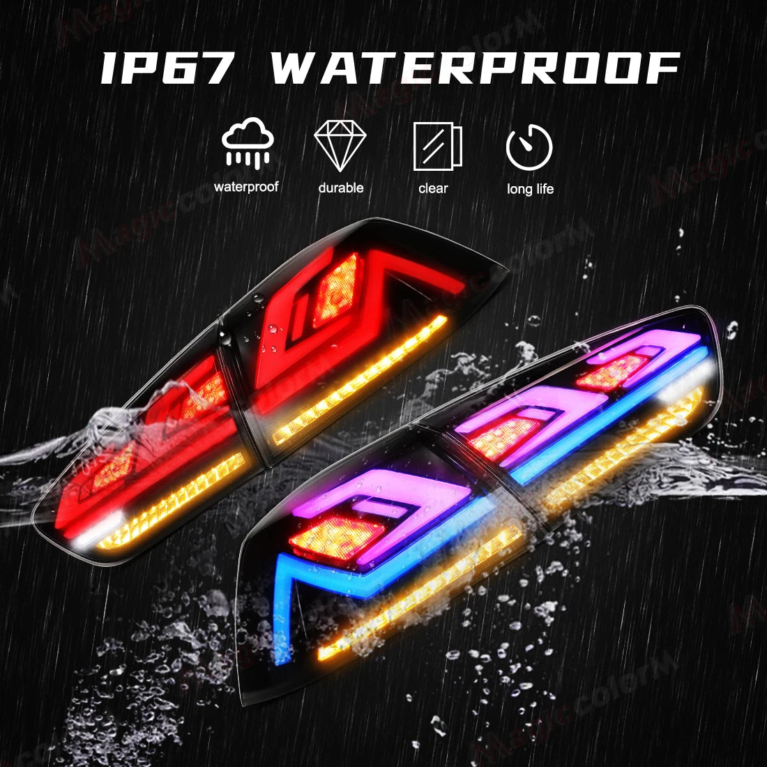 RGB Car Tail Lamps for Mitsubishi Lancer Evo X 2008 2009 - 2019 2020 2021 Start-Up Animati | AUTOKITSHOP