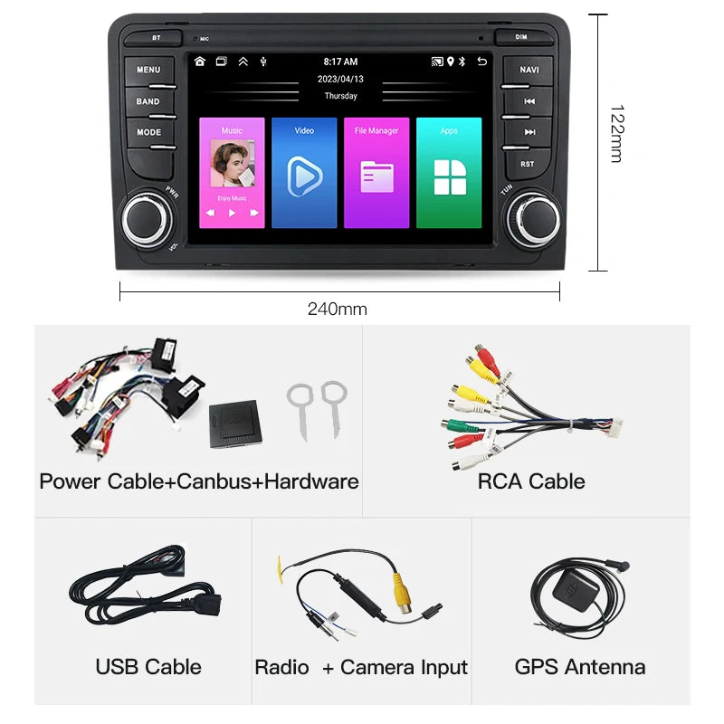 SZLELV Android 15 For Audi A3 8P S3 RS3 Multimedia GPS Autoradio Player Carplay Auto RDS C