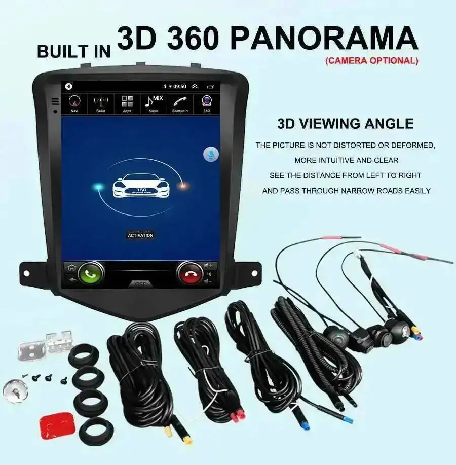 10.4inch CarPlay For Chevrolet Cruze J300 2009 - 2025 Android 15 Head Unit Vertical Screen