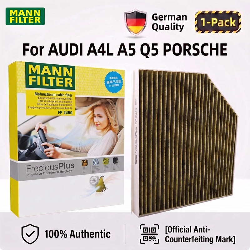 MANN FILTER FP2450 Biofunctional Cabin Filter for AUDI A4L A5 Q5 PORSCHE Efficiently Filte