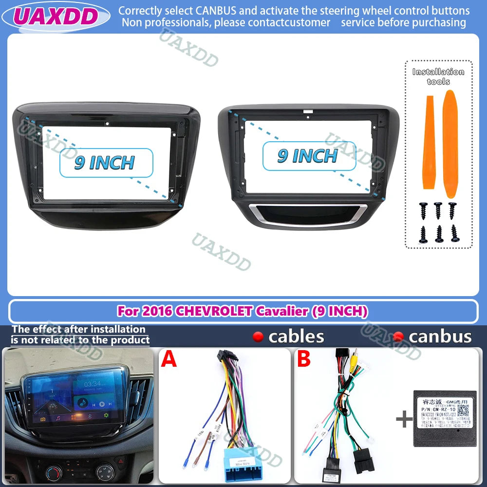 For 2016 CHEVROLET Cavalier 9INCH Car stereo radio Android frame panel fascia cable harnes