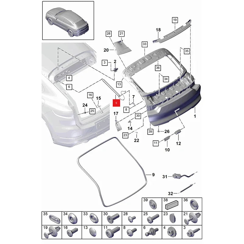 Electric Power Hatch Lift Supports For Porsche Cayenne Coupe (9YB) 2019-2023 9Y3827851A 9Y | AUTOKITSHOP