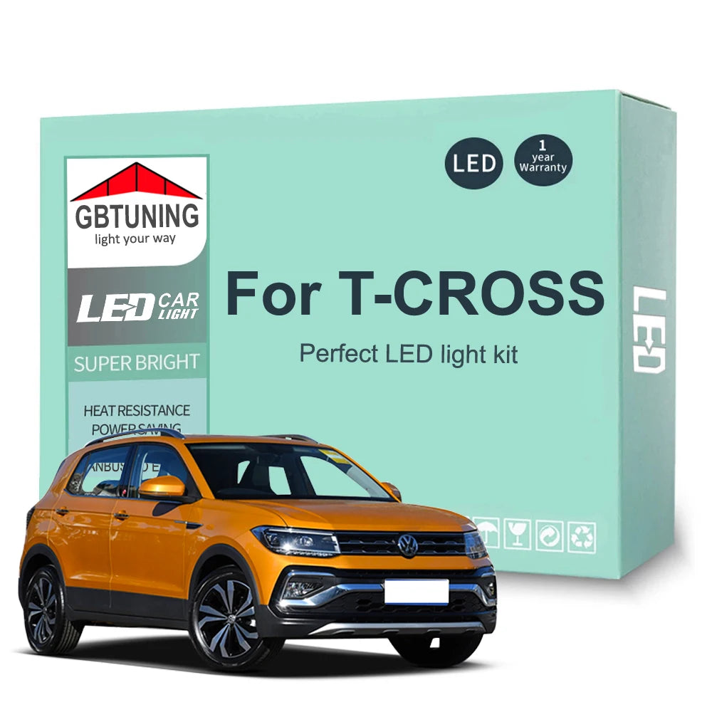 9-Piece LED Interior Light Kit for Volkswagen VW T-CROSS - Canbus Error-Free Bulbs | AUTOKITSHOP