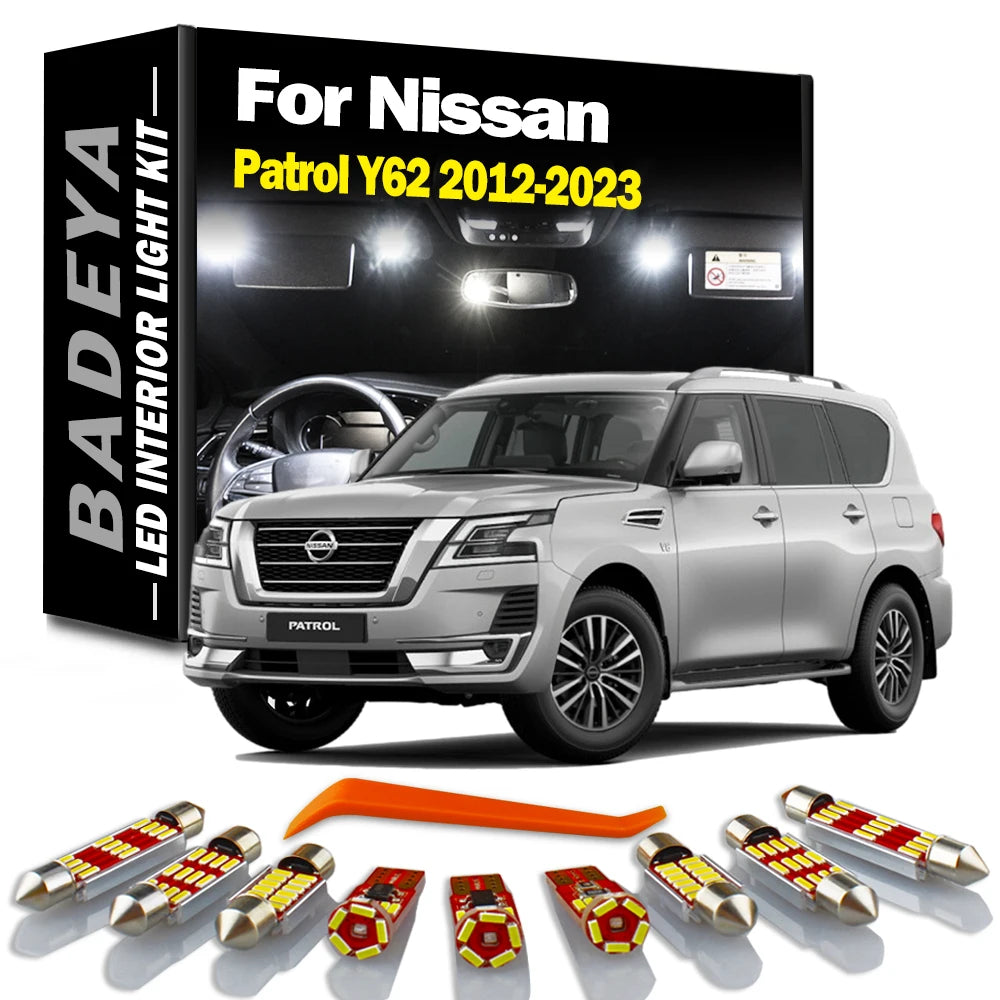 BADEYA 15Pcs Canbus LED Interior Reading Door Light Kit For Nissan Patrol Y62 2012 - 2019