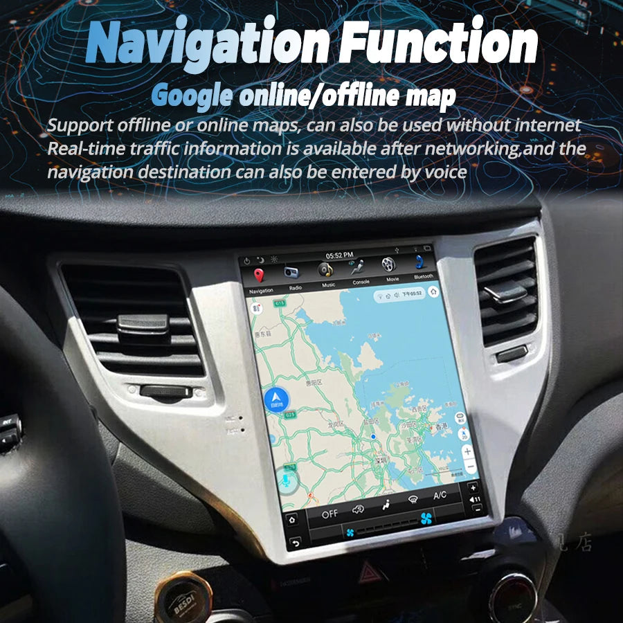 10.4" Screen 128GB Car Multimedia GPS Navigation For Hyundai Tucson 2017 Autoradio Bluetoo