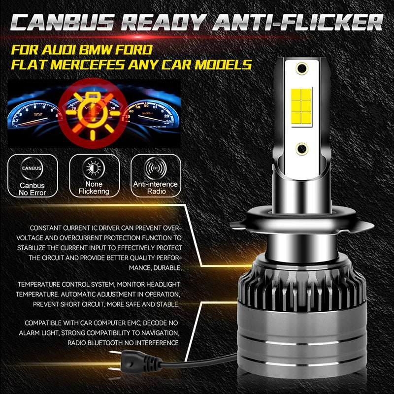 4200000LM 4000W H7 H4 LED Headlight Canbus H11 H1 9005 HB3 H8 H9 9006 HB4 9012 HIR2 4300K