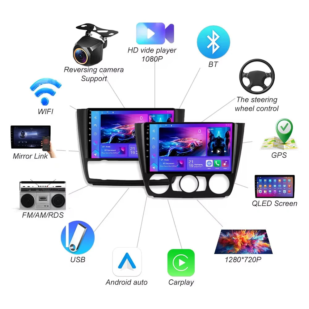Android 16 Car Radio For Bmw 1 Series E81 E82 E87 E88 At 2004 - 2011 Multimedia Stereo Vid | AUTOKITSHOP