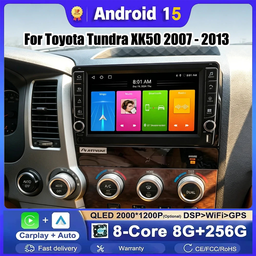 Android 15 Carplay Auto For Toyota Tundra XK50 2007 - 2013 Multimedia Car Radio Player WIF | AUTOKITSHOP