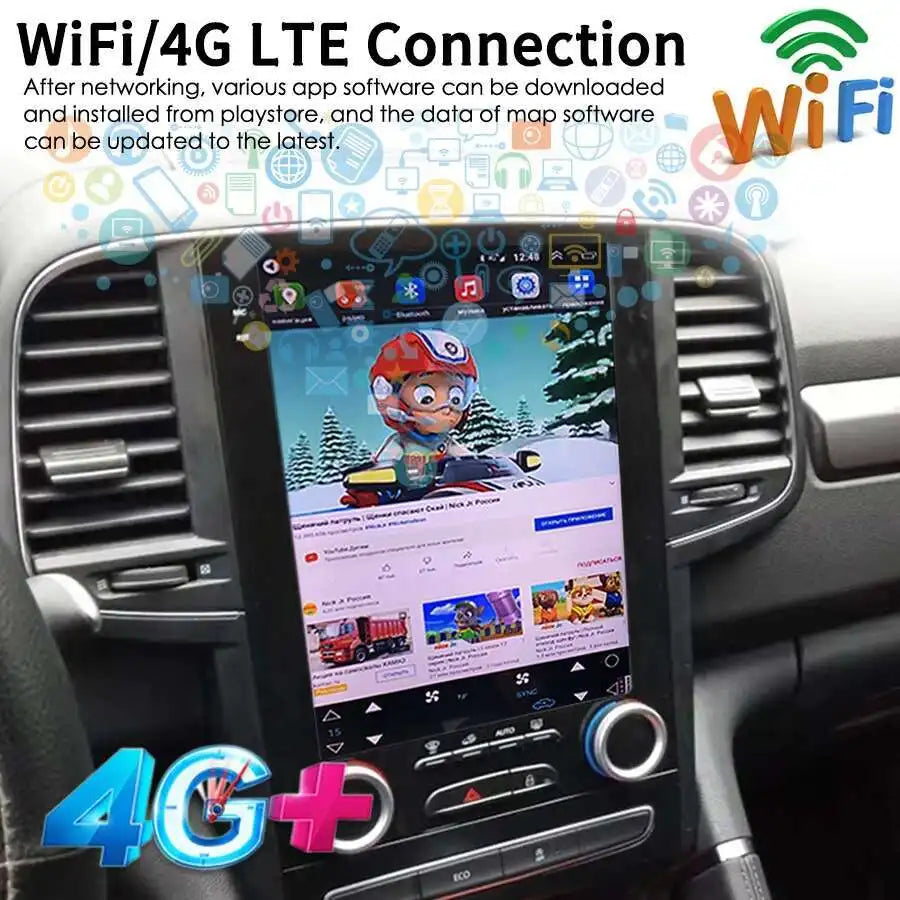 Android 14 Tesla Style IPS Vertical HD Screen Car GPS Radio Navigation Player For Renault
