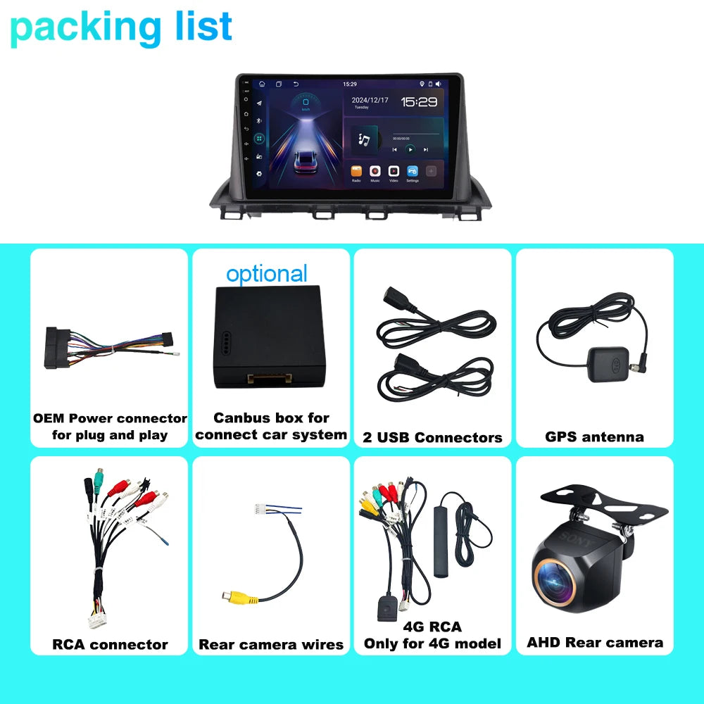 Android 15 WIFI 5G Car Radio For Mazda 3 Axela 2014 - 2019 Head Unit Auto Multimedia Carpl