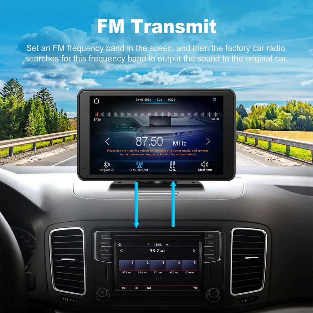7 Inch Touch Screen Car Portable Wireless CarPlay Android Auto Multimedia Player Bluetooth
