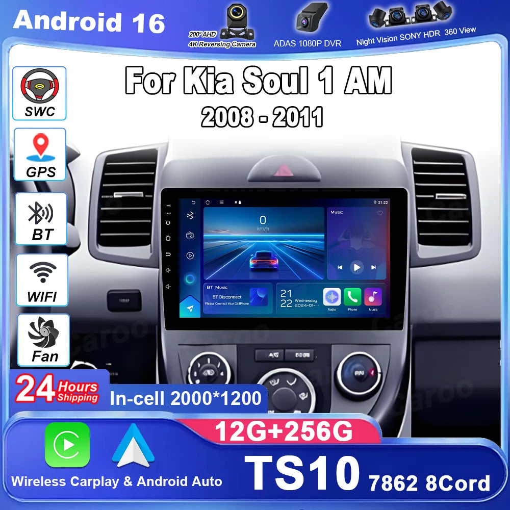 Carplay Android Auto Car Radio For Kia Soul 1 AM 2008 2009 2010 2011 Multimidia Video Play