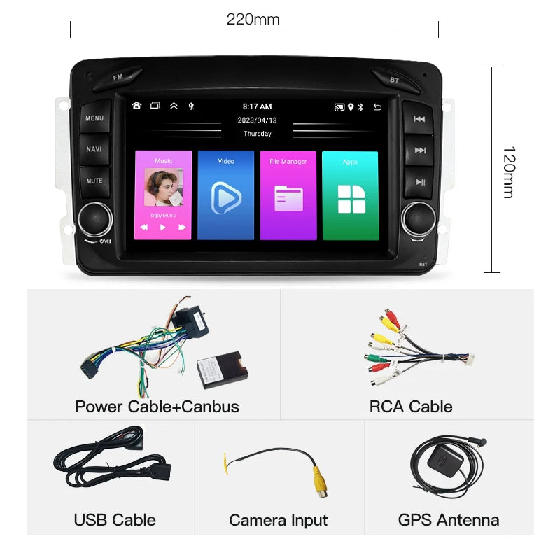SZLELV Wireless CarPlay Android Auto Car Radio For Benz CLK W209 W203 W463 W208 Multimedia