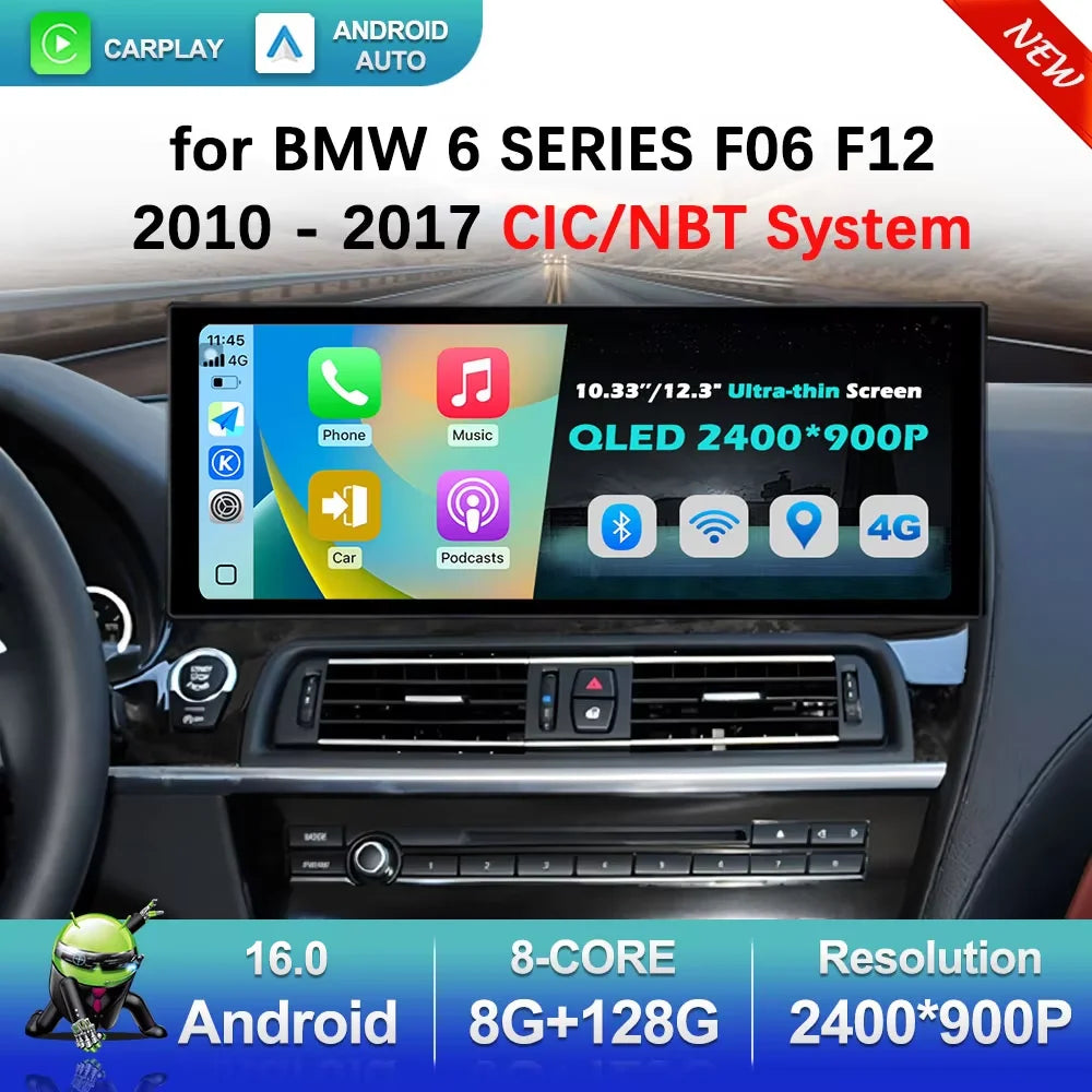 Android 16 for BMW 6 Series F06 F12 2010 - 2017 CIC NBT System Car Multimedia Video Player
