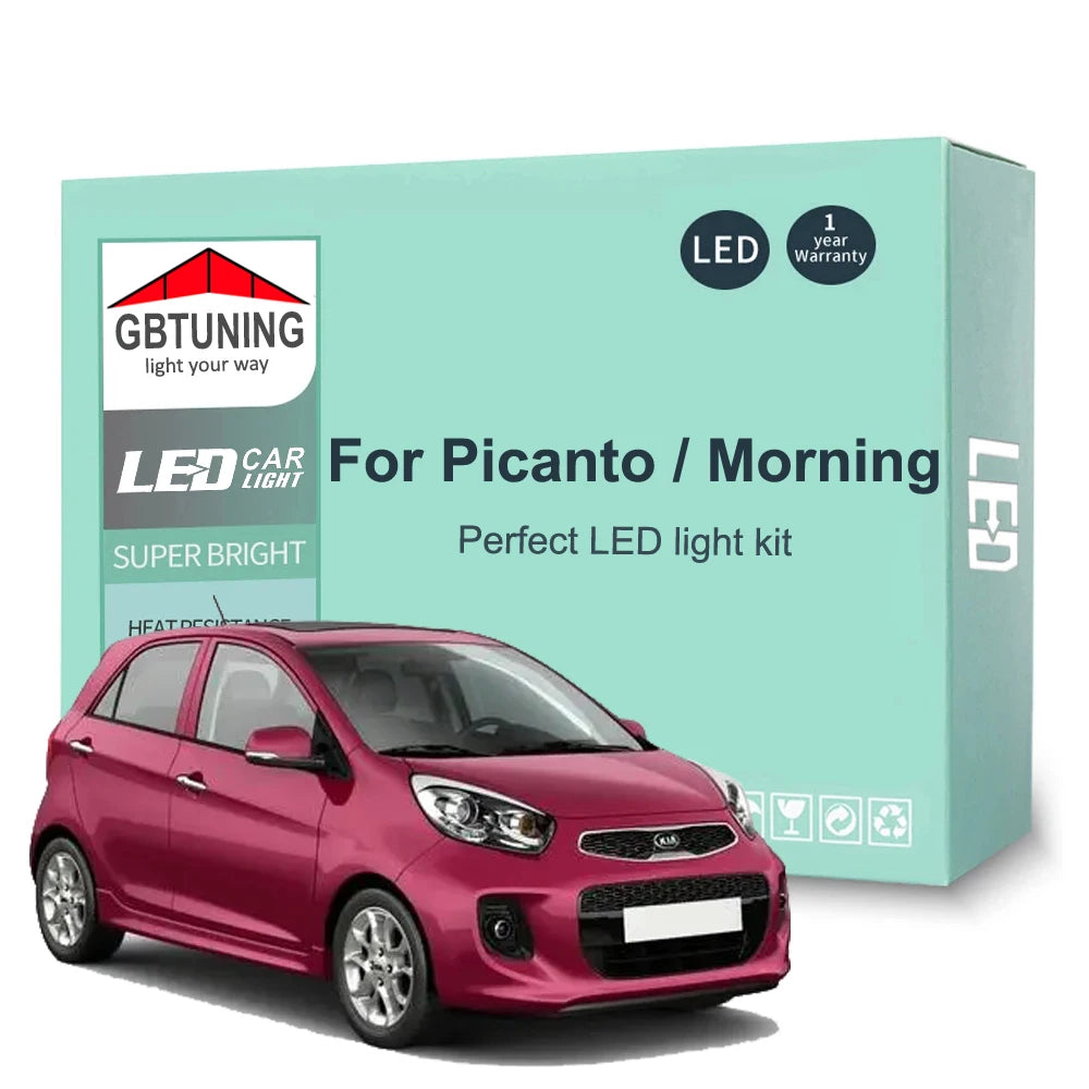 LED Interior Light Kit for KIA Picanto Morning 2004-2020 - Canbus Dome Map Door Trunk Bulbs | AUTOKITSHOP