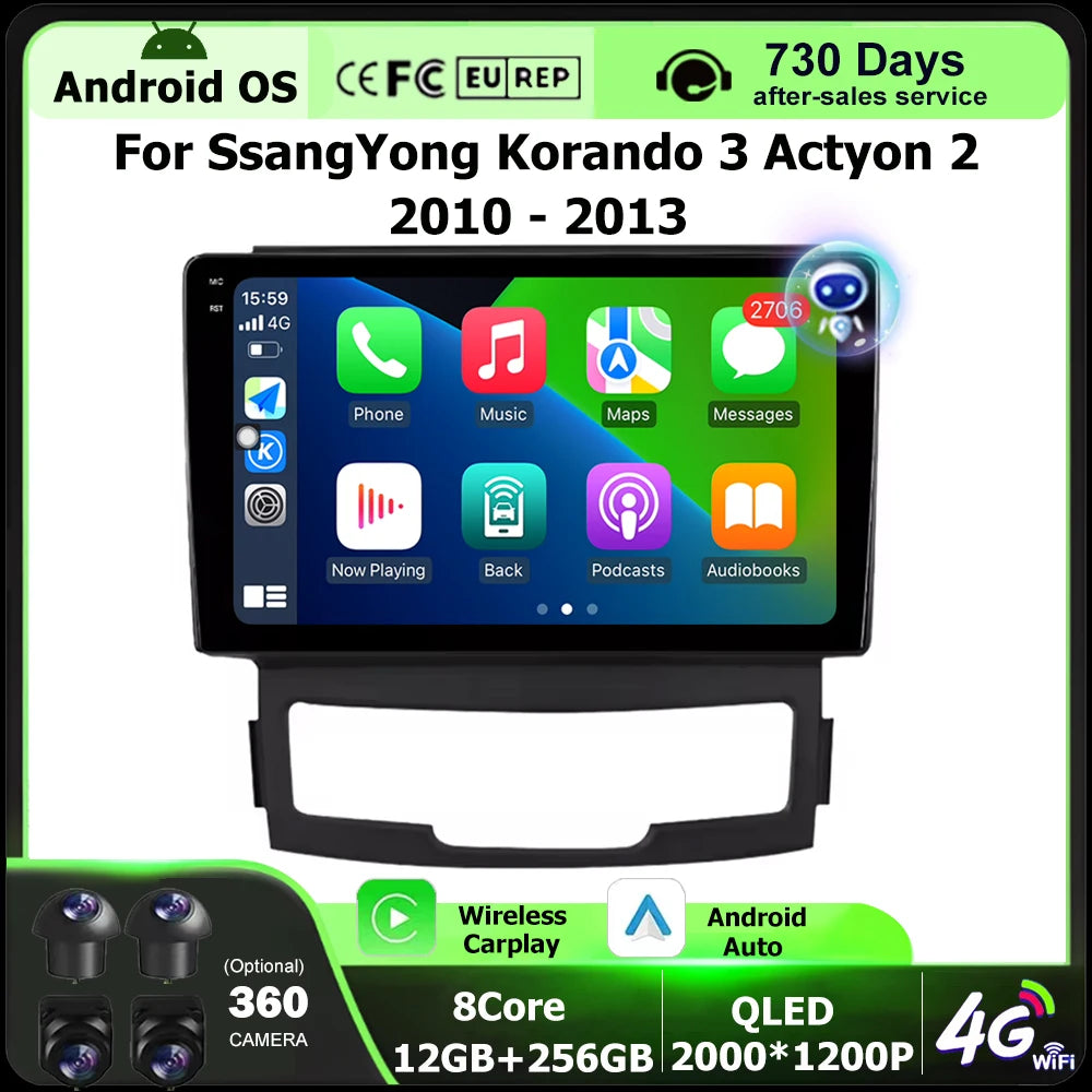 Car Radio Multimedia Video Player GPS Navigation Tools For SsangYong Korando 3 Actyon 2 20