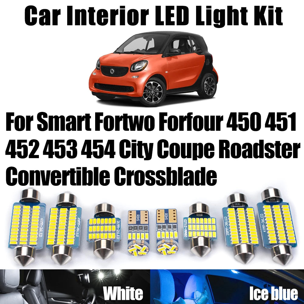 LED Interior Light Kit for Smart Fortwo Forfour 450 451 452 453 454 City Coupe Roadster Convertible Crossblade Car Ce...