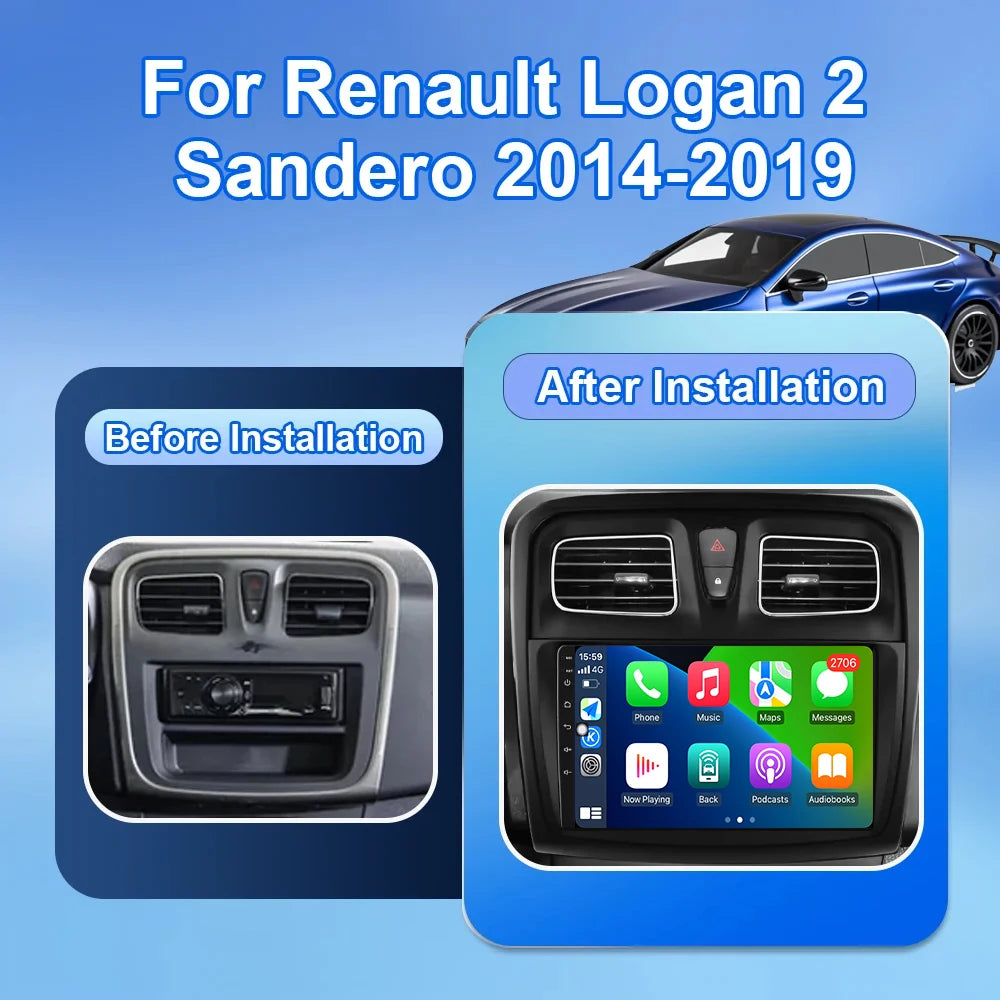 10 inch Android 16 Car Stereo for Renault Logan 2 2012-2019 Sandero 2014-2019 Multimedia Video Player | AUTOKITSHOP