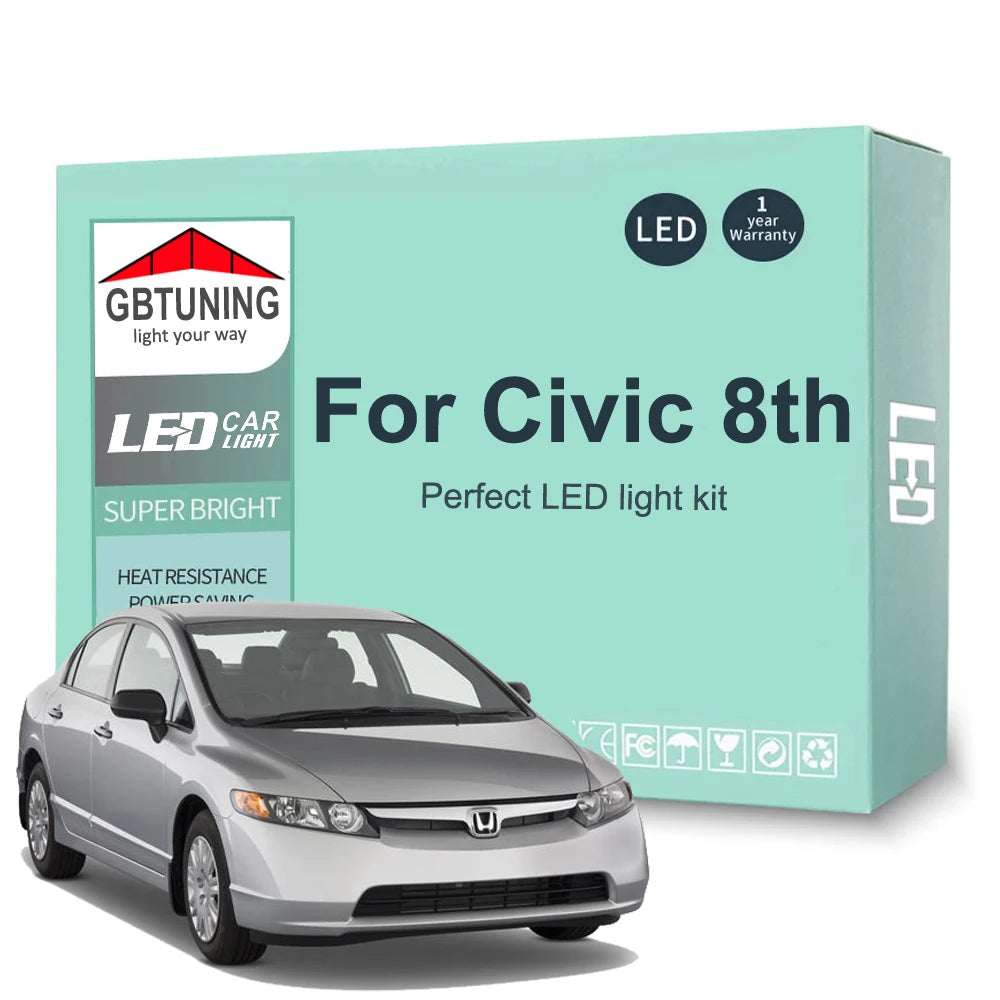 11-Piece LED Interior Light Kit for Honda Civic 8 MK8 8th Gen - Canbus Error-Free Bulbs | AUTOKITSHOP