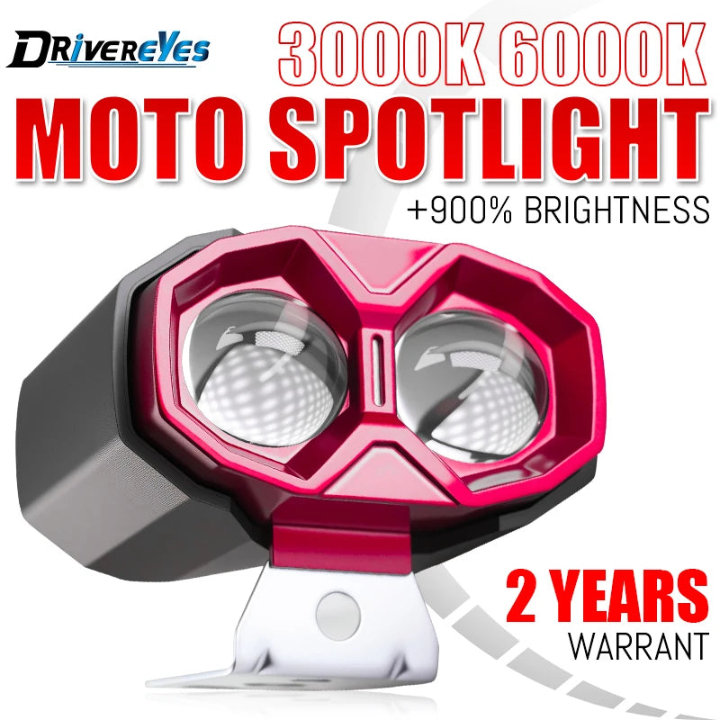 Motorcycle Spotlights Auxiliary LED Hi/Low Beam For Moto Universal Headlight Driving Fog L