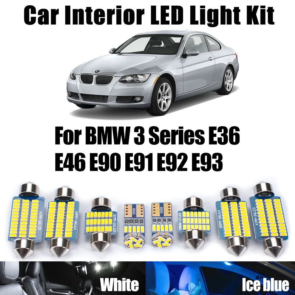 LED Interior Light Kit for BMW 3 Series E36 E46 E90 E91 E92 E93 Car Accessories Vanity Mirror Bulb - Canbus Error-Fre...