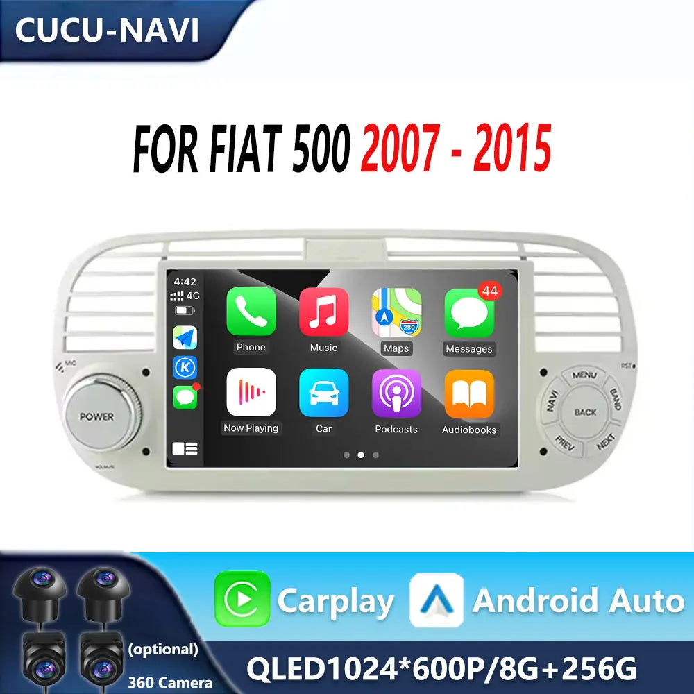 7 Inch Android Auto For FIAT 500 2007 - 2015 Carplay Car Radio Stereo Multimedia Player GP | AUTOKITSHOP