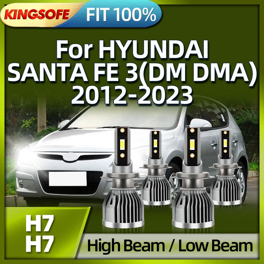 Super Bright 30000LM Car Headlight H7 LED Auto Bulb For HYUNDAI SANTA FE 3 DM DMA 2012 201