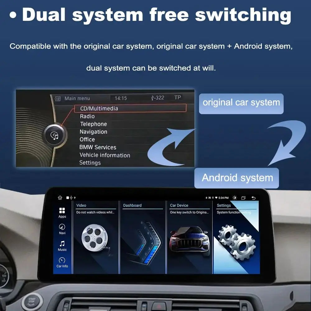 Android 14 Car Radio Video Multimedia Player 10.25 inch 1920*720P for BMW 1 Series F20 F21